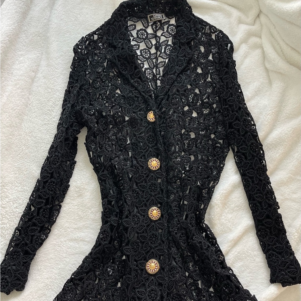 Gianni Versace Black Lace Vintage Blazer
